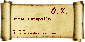 Ormay Katapán névjegykártya